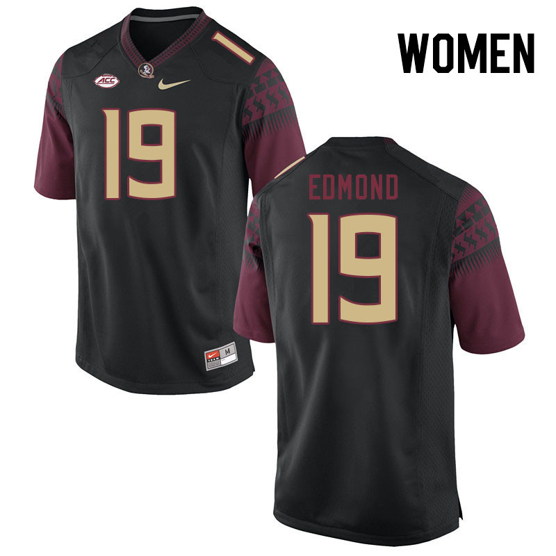 Women #19 Gilber Edmond Florida State Seminoles College Football Jerseys Stitched-Black
